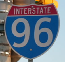 An Interstate marker is shown using the alternative letter style to display the numerals.