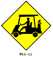 Golf cart x-ing sign