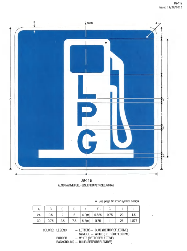 A technical drawing for the D9-11e Alternative Fuel - Liquefied Petroleum Gas symbol