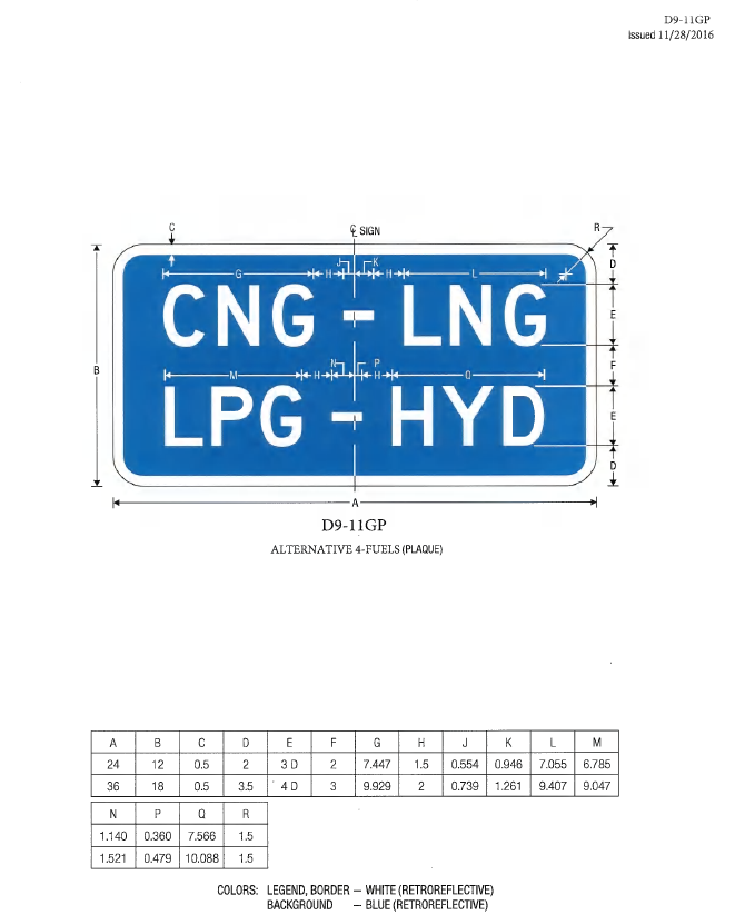 A technical drawing for the D9-11GP Alternative 4-Fuels (Plaque)