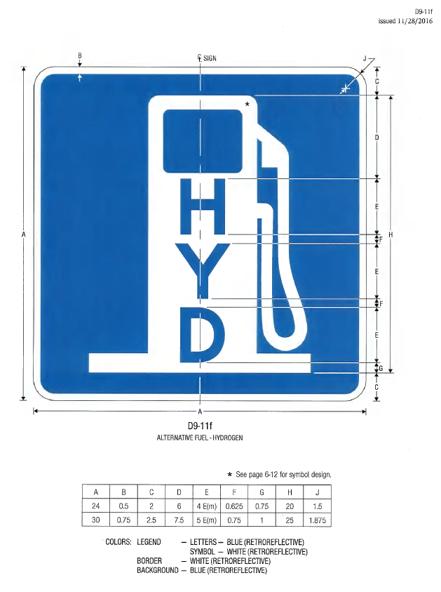 A technical drawing for the D9-11f Alternative Fuel - Hydrogen symbol