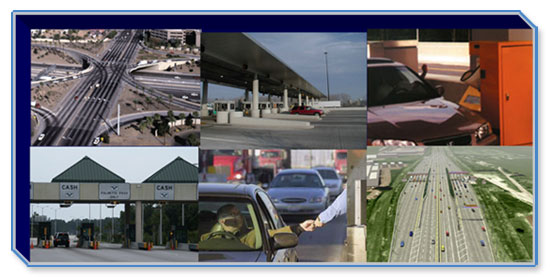 Image of roads, cars, and toll plazas