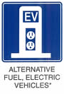 Motorist Services and Recreation Sign "ALTERNATIVE FUEL, ELECTRIC VEHICLES" is shown as a square sign with a symbol of a gas pump with the letters "EV" placed on the pump with two vertical sockets symbols. This sign was anticipated for inclusion in the 2003 edition of the MUTCD at the time of this printing.