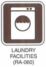 Motorist Services and Recreation Sign "LAUNDRY FACILITIES (RA-060)" is shown with the symbols of a washing machine.